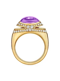 BVLGARI Cabochon 18K Yellow Gold, Amethyst & 0.56 TCW Diamond Ring