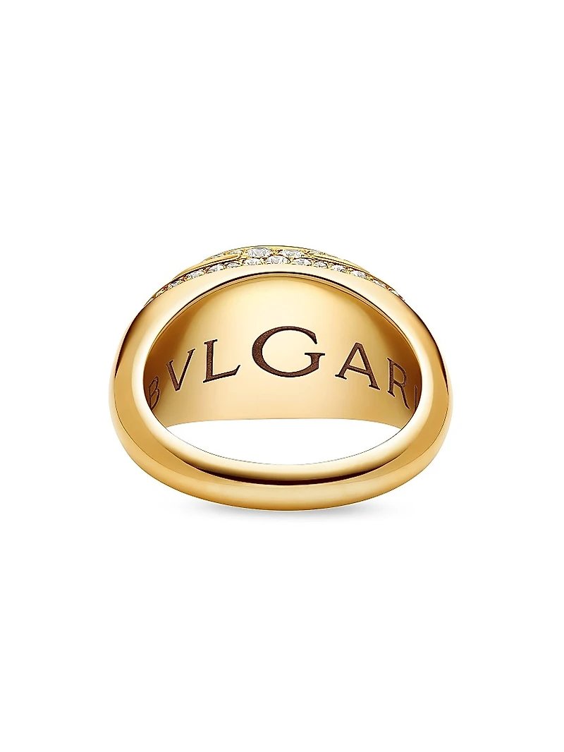 BVLGARI Cabochon 18K Yellow Gold, Blue Topaz & 0.59 TCW Diamond Ring