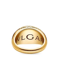 BVLGARI Cabochon 18K Yellow Gold, Blue Topaz & 0.59 TCW Diamond Ring