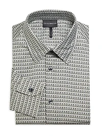 Micro Print Stretch-Cotton Sport Shirt