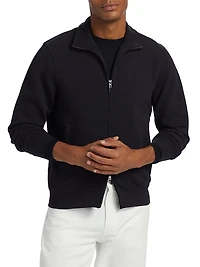 Textured Cotton Zip-Front Jacket
