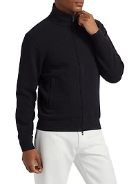 Textured Cotton Zip-Front Jacket