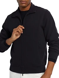 Textured Cotton Zip-Front Jacket