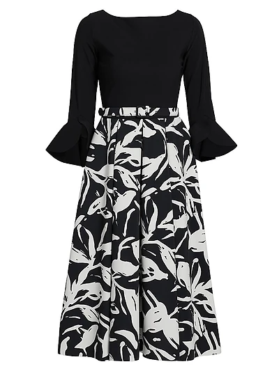 Avalana Floral Fit & Flare Midi-Dress