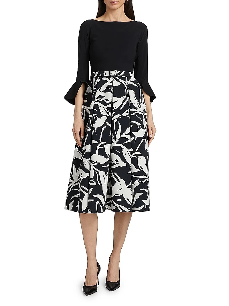 Avalana Floral Fit & Flare Midi-Dress