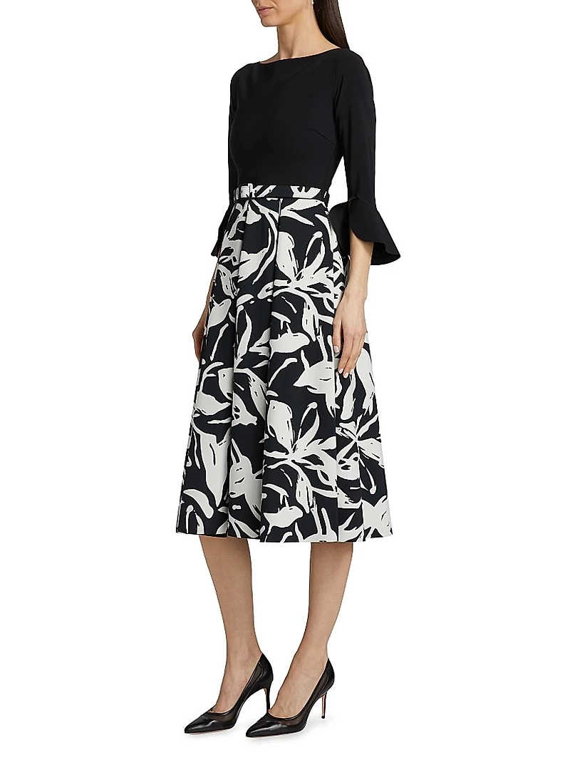 Avalana Floral Fit & Flare Midi-Dress