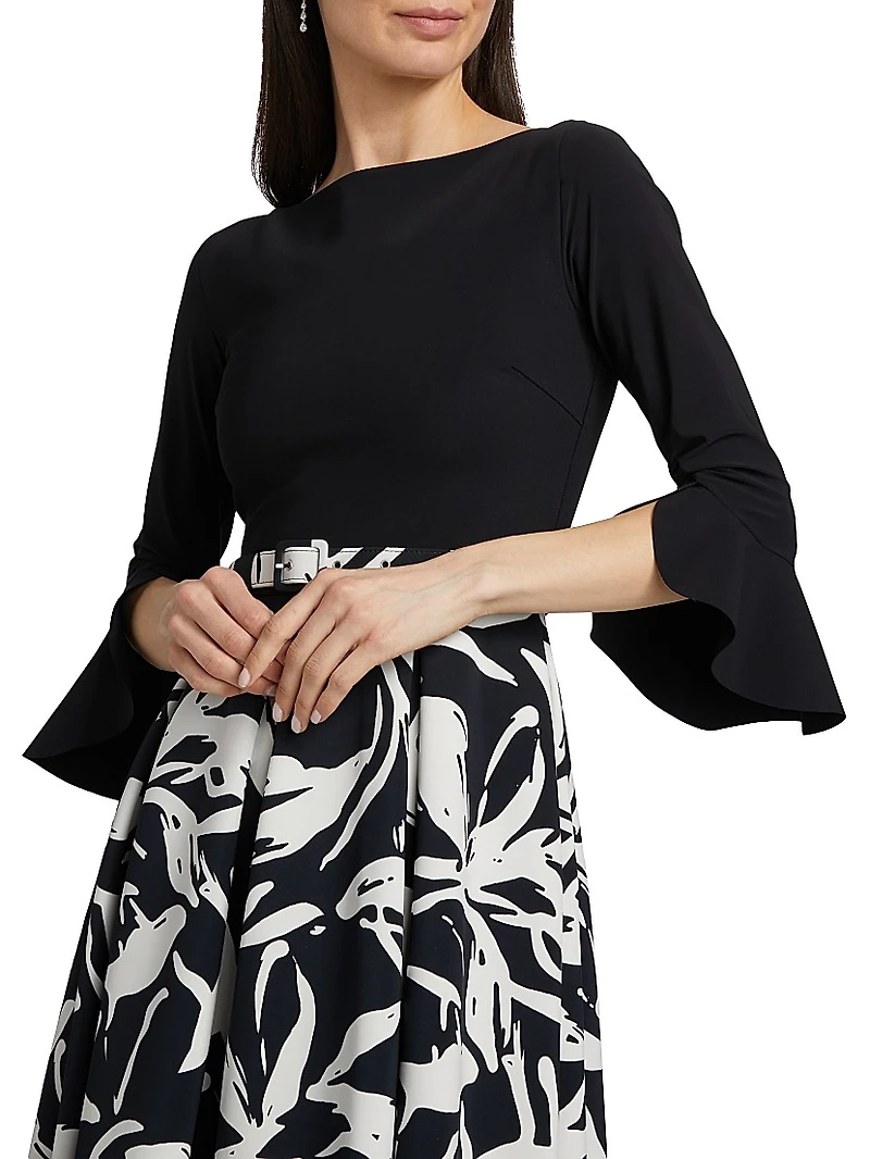 Avalana Floral Fit & Flare Midi-Dress