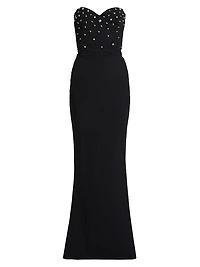 Mahta Crystal-Embellished Strapless Gown