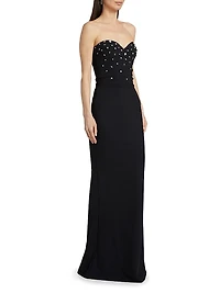 Mahta Crystal-Embellished Strapless Gown