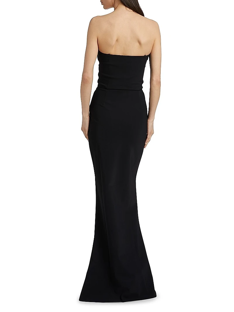 Mahta Crystal-Embellished Strapless Gown