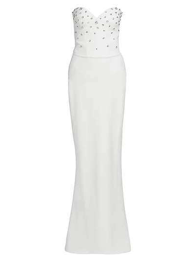 Mahta Crystal-Embellished Strapless Gown