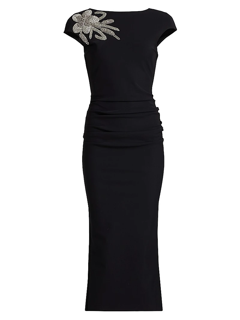 Hesup Shoulder-Embellished Cocktail Dress