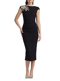 Hesup Shoulder-Embellished Cocktail Dress