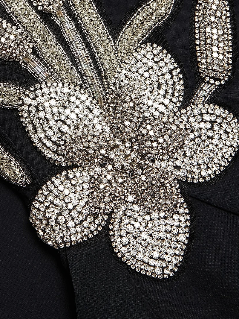 Grenawa Floral Beaded Strapless Gown