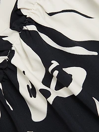 Riensen Floral Ruched V-Neck Gown