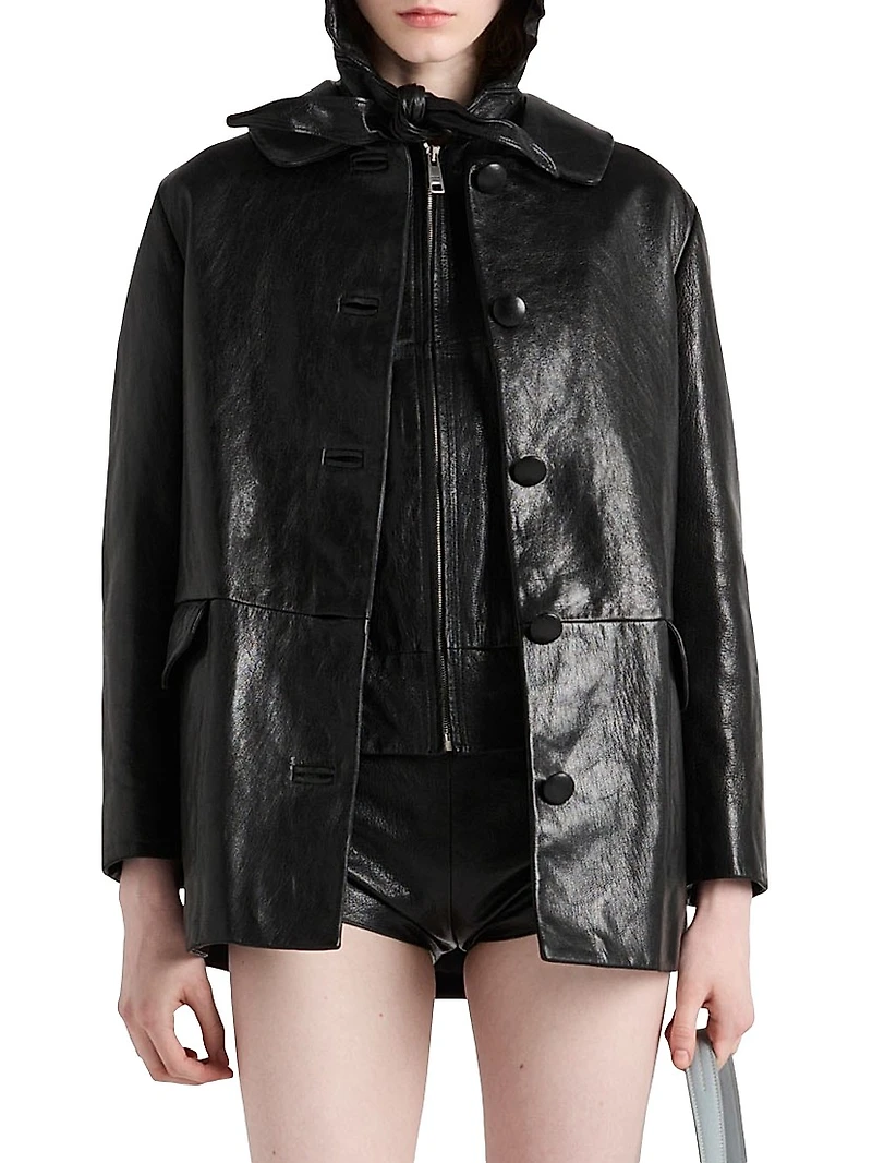 Leather Caban Jacket