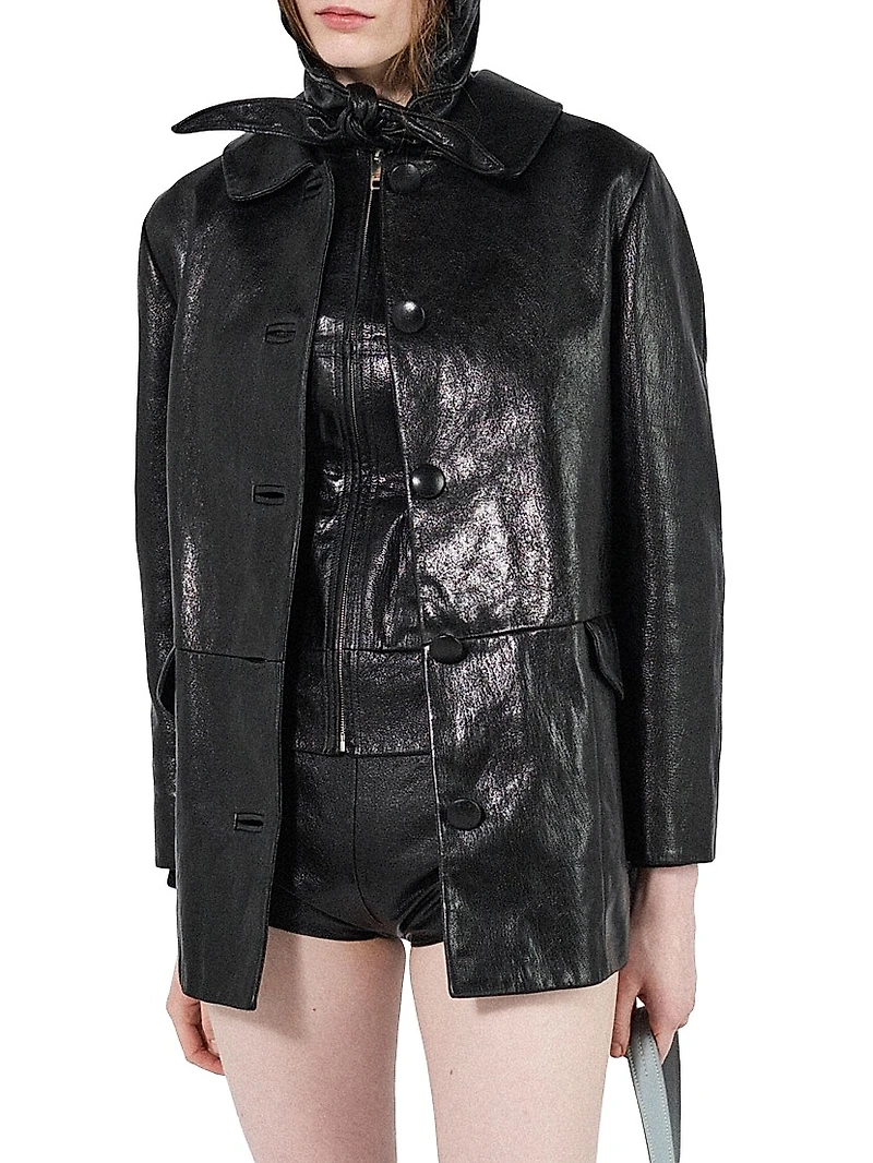 Leather Caban Jacket