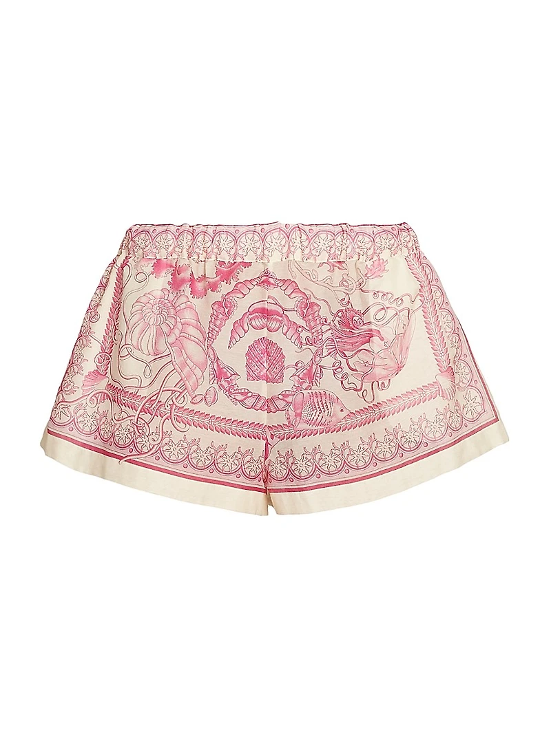 Underwater Barocco Cotton-Silk Shorts