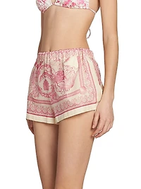 Underwater Barocco Cotton-Silk Shorts