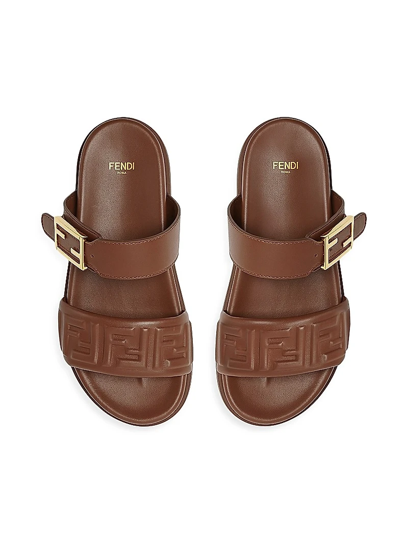 Fendi Feel Leather Double Strap Sandals