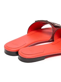 Baguette Snake-Embossed Leather Slides
