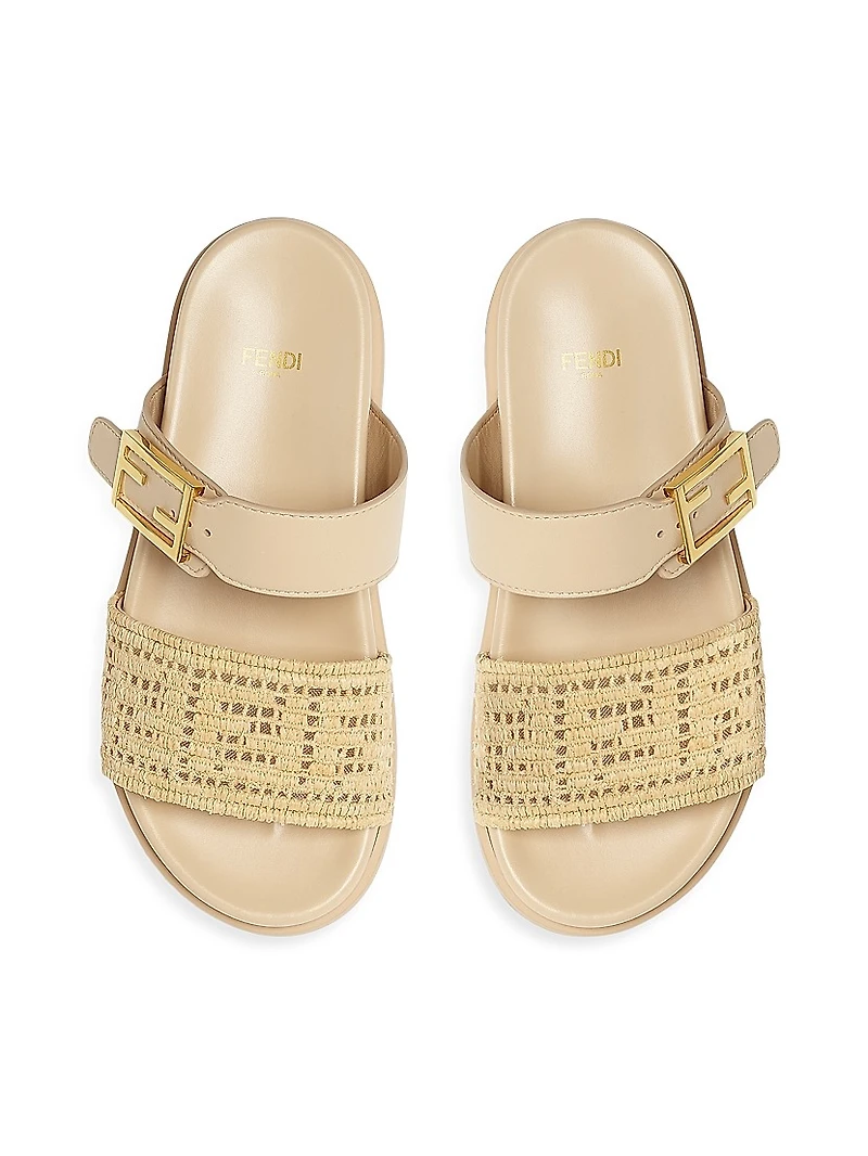 Fendi Feel Woven Double Strap Slides