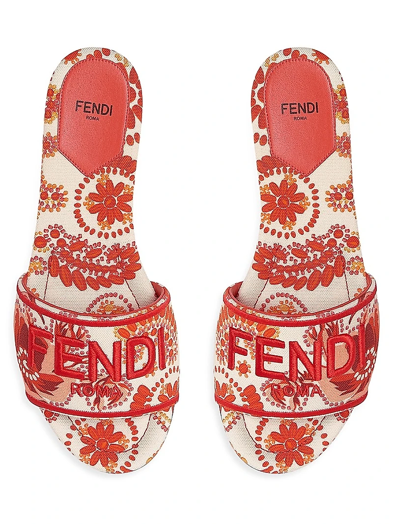Sunshine Logo Brocade Flat Slides