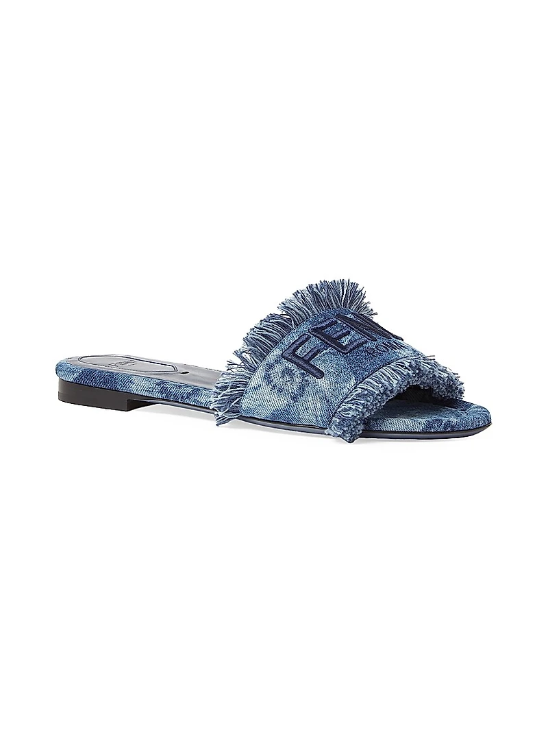 Sunshine Logo Denim Flat Sandals