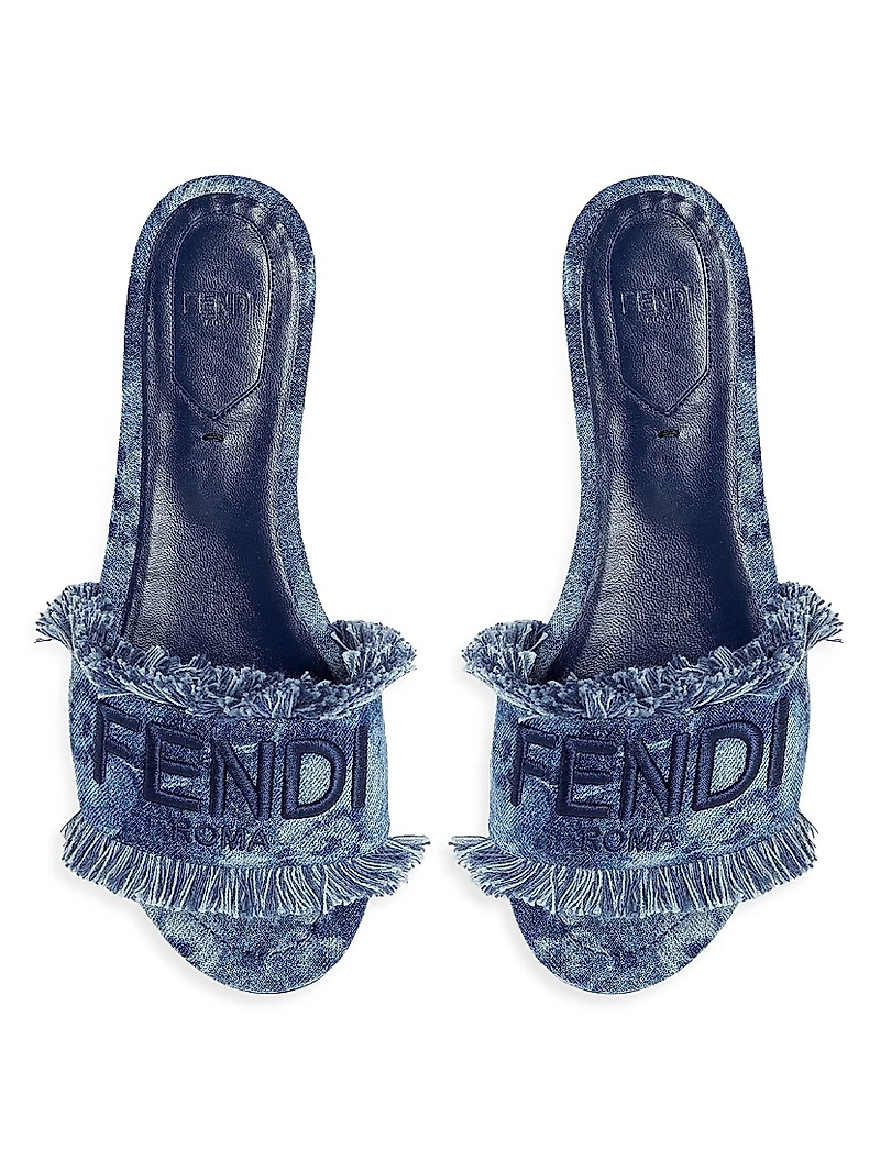 Sunshine Logo Denim Flat Sandals