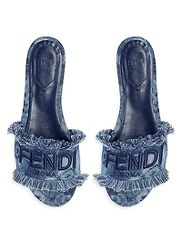 Sunshine Logo Denim Flat Sandals