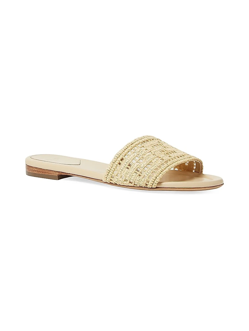 Sunshine Logo Leather Flat Slides