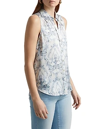 Emmy Printed Silk Sleeveless Blouse