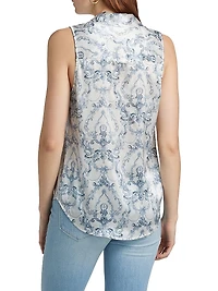 Emmy Printed Silk Sleeveless Blouse