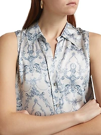 Emmy Printed Silk Sleeveless Blouse