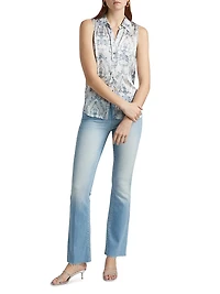 Emmy Printed Silk Sleeveless Blouse