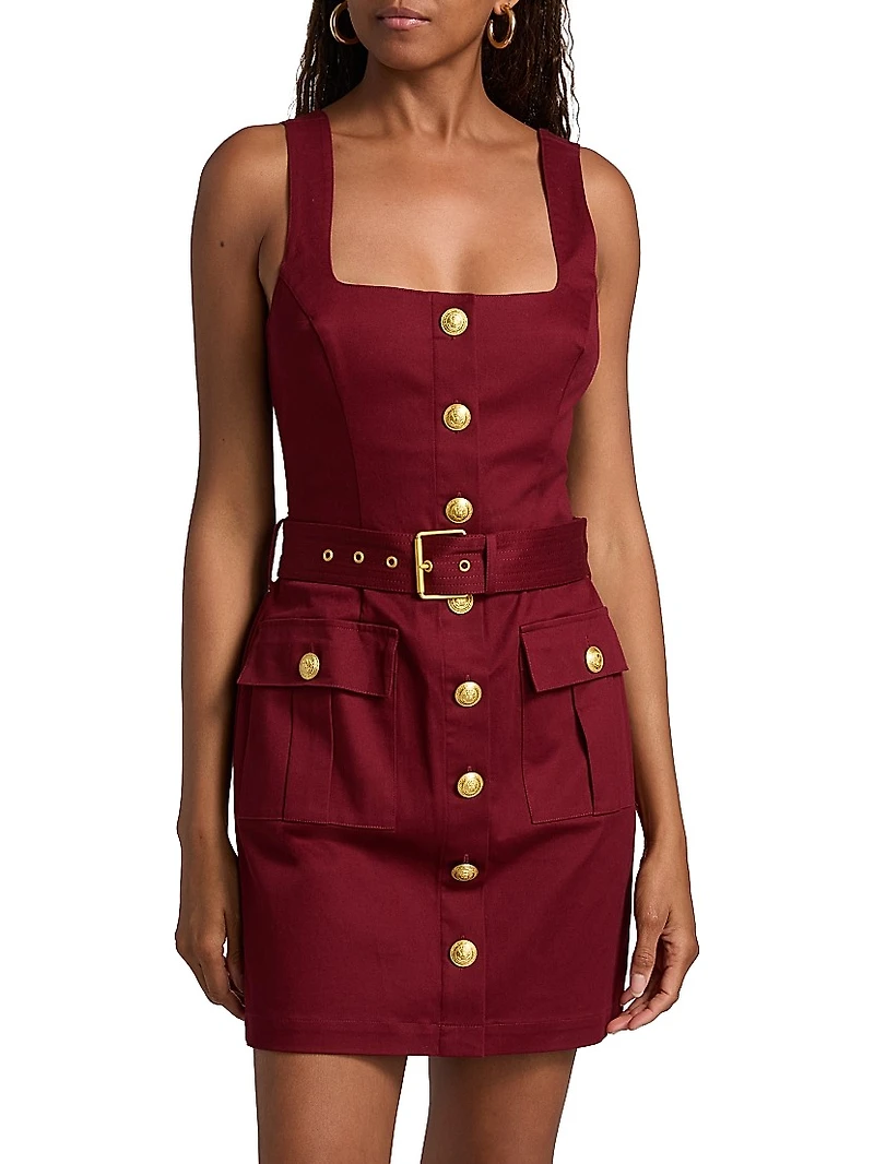 Midy Belted Button-Front Minidress