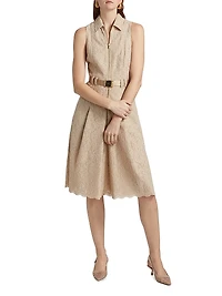 Kylo Cotton-Blend Lace Belted Shirtdress