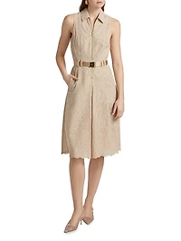 Kylo Cotton-Blend Lace Belted Shirtdress