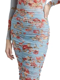 Isodora Floral Mesh Pencil Skirt
