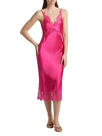 Scotly Lace-Trim Midi-Slipdress