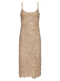 Kazuko Laser-Cut Sleeveless Mesh Midi-Dress