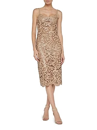Kazuko Laser-Cut Sleeveless Mesh Midi-Dress