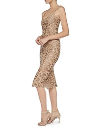Kazuko Laser-Cut Sleeveless Mesh Midi-Dress