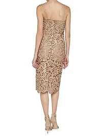 Kazuko Laser-Cut Sleeveless Mesh Midi-Dress