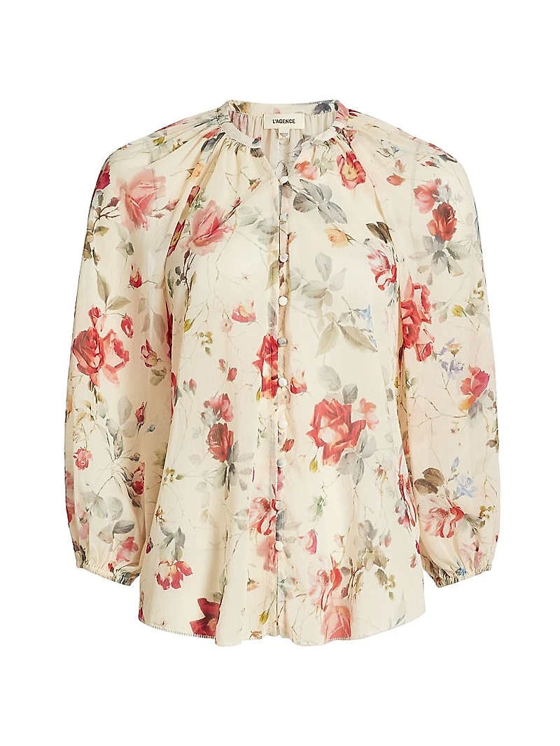 Teagan Floral Dolman-Sleeve Blouse
