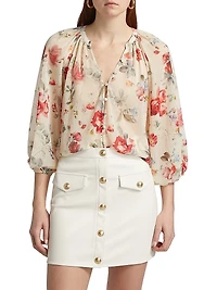 Teagan Floral Dolman-Sleeve Blouse