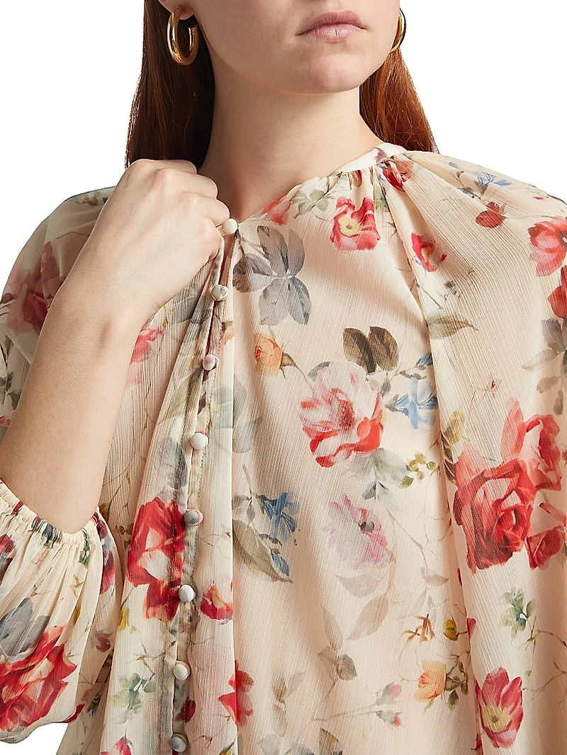 Teagan Floral Dolman-Sleeve Blouse