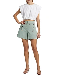 Lucas Button-Tab Shorts