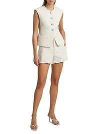 Pearl Cotton-Blend High-RiseShorts