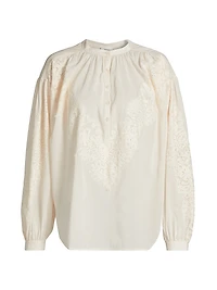 Elaine Cotton Lace-Trim Blouse